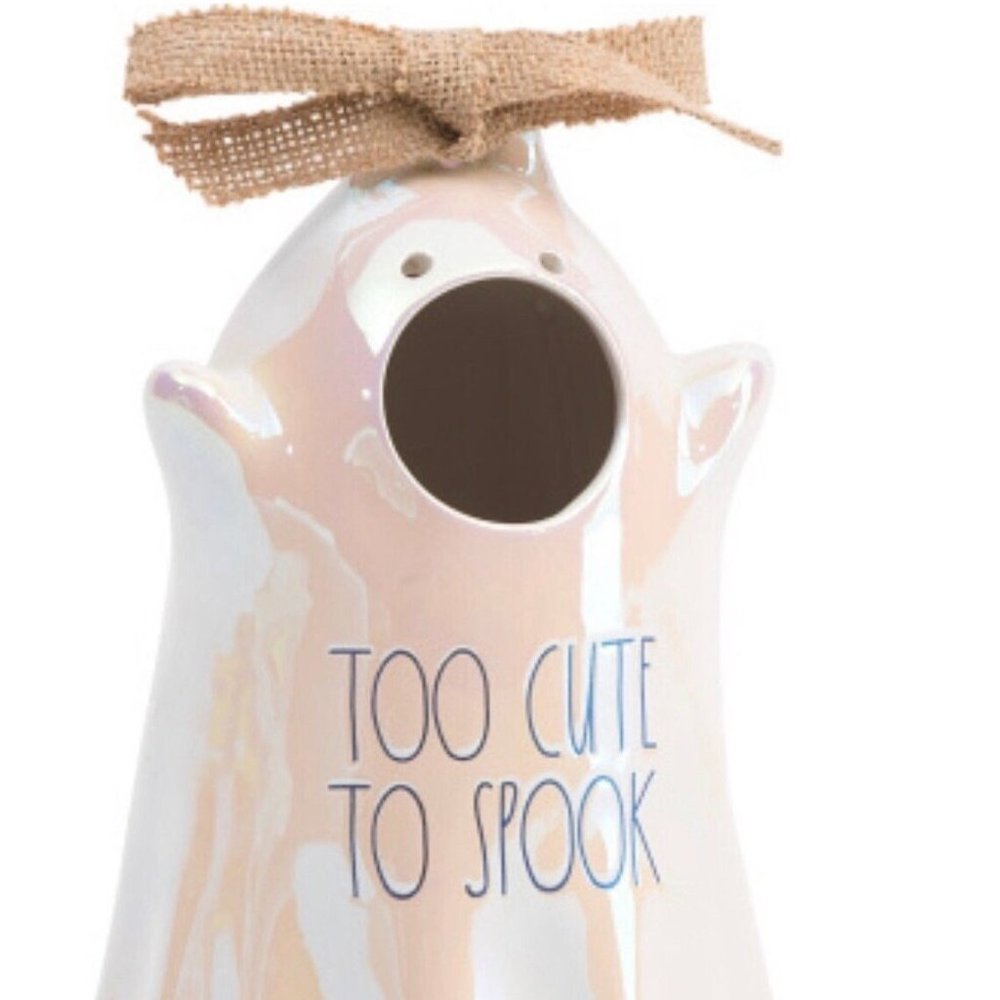 👻NEW Rae Dunn - TOO CUTE TO SPOOK - Luster Ghost Birdhouse by Rae Dunn